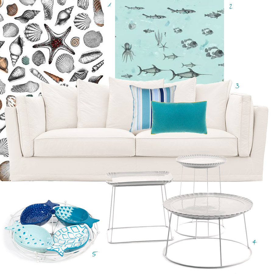 Arredare casa al mare con un divano bianco: accessori e decori.