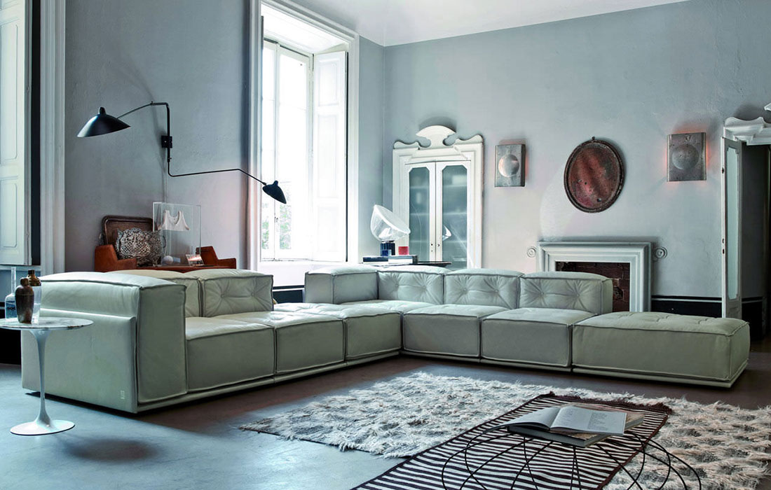 Doimo Salotti pelle divano design angolo modello Glamour.