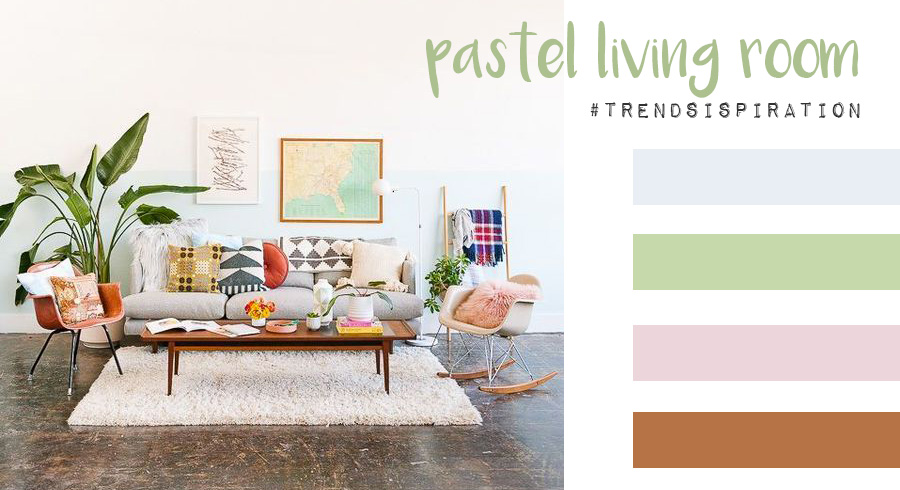 Colori pastello in soggiorno: isprirazioni e paletto colore.