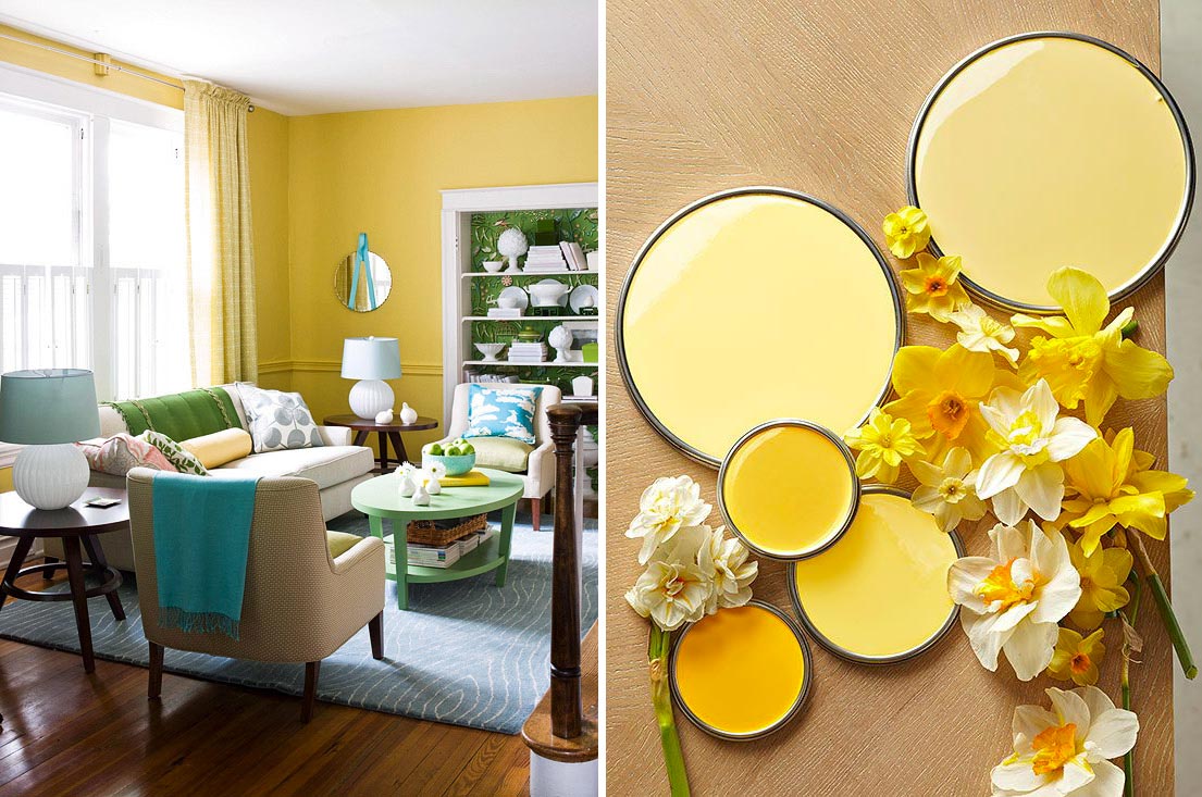 Tonalità di giallo per dipingere le parete di casa e il soggiorno.