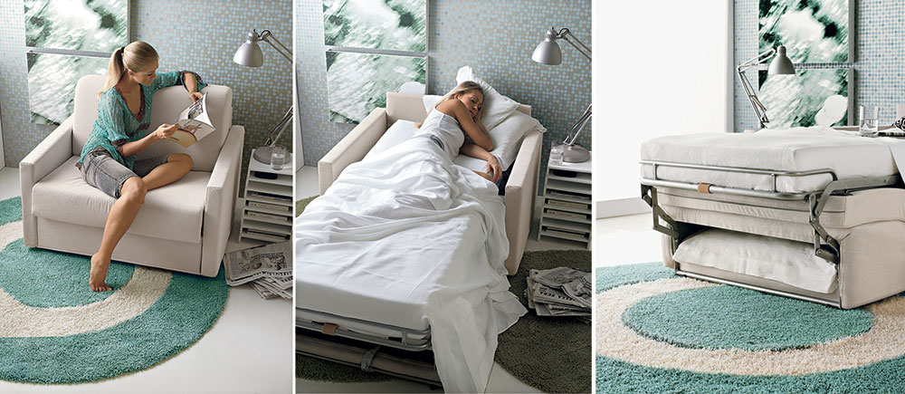 Poltrone letto design : 5 stili tra cui scelgiere. Questo modello è di Doimo.
