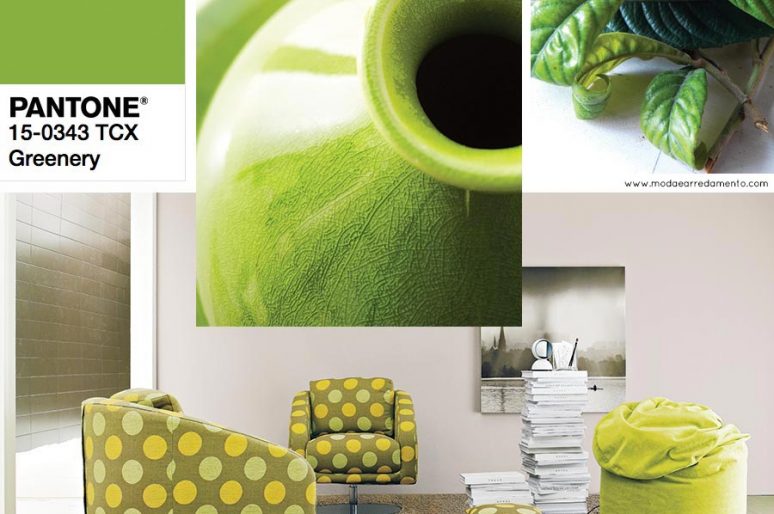 Pantone Greenery in salotto.