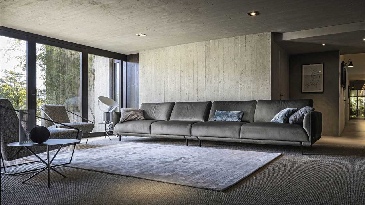 divano in pelle design - grigio